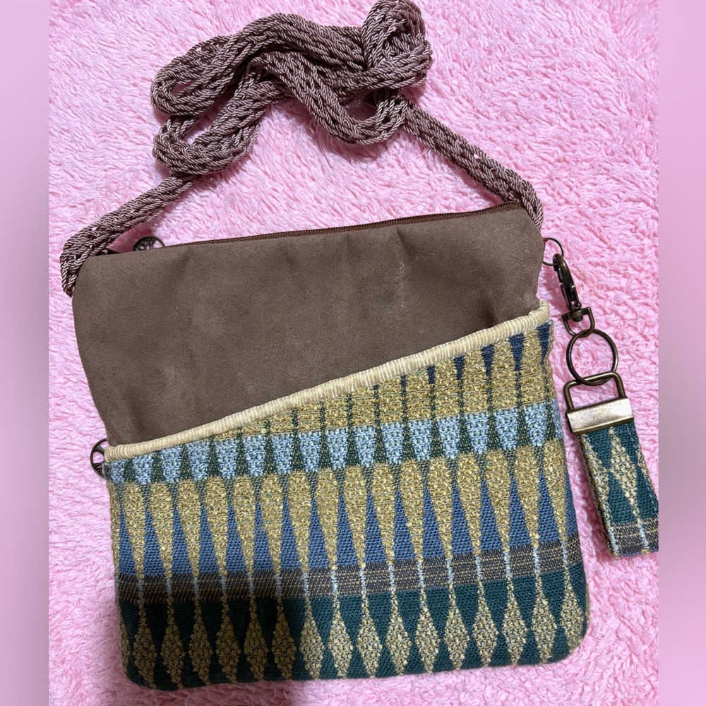 Tree of Life Brown and Blue Patterned Crossbody Bag